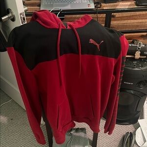Puma Men's Bold Red and Black Hoodie